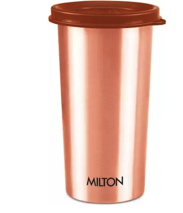 MILTON Drinking Water Tumbler with Lid, 1 Piece, (Lid Colour May Vary) 480 ml Bottle  (Pack of 1, Copper, Copper)