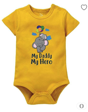 Zeezeezoo Half Sleeves My Daddy My Hero Printed Onesie - Yellow